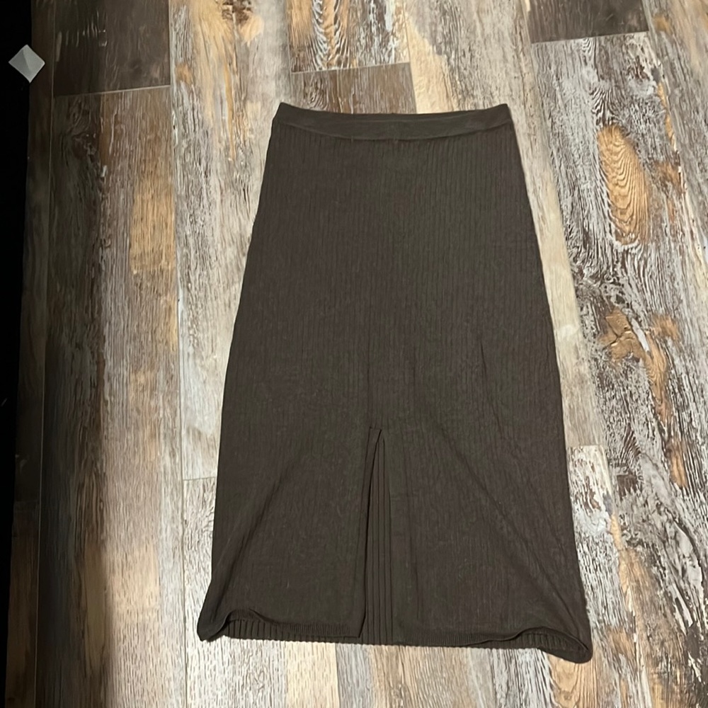 Hem & Thread midi shirt with front slit Greyish brown color size Large